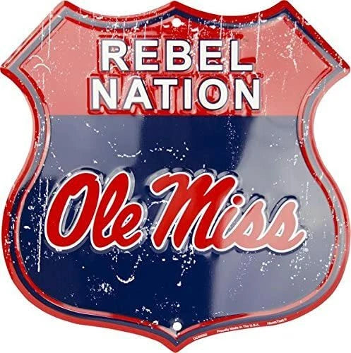 12" x 12" Ole Miss Rebel Nation Route Sign Metal