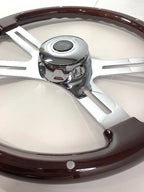 18 Inch Wood Steering Wheel with Rivets for Kenworth Peterbilt Freightliner (2000–2019)