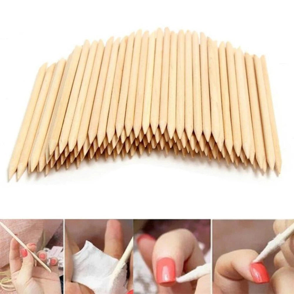 Set of 10 Cuticle Pushers for Nail Art (Wooden Sticks)