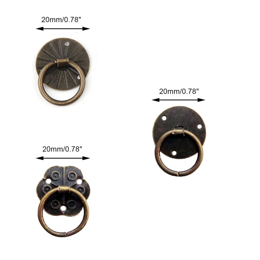 Set of 12 Antique Door Handle Rings for Jewelry Box Cabinet Drawer (20mm)