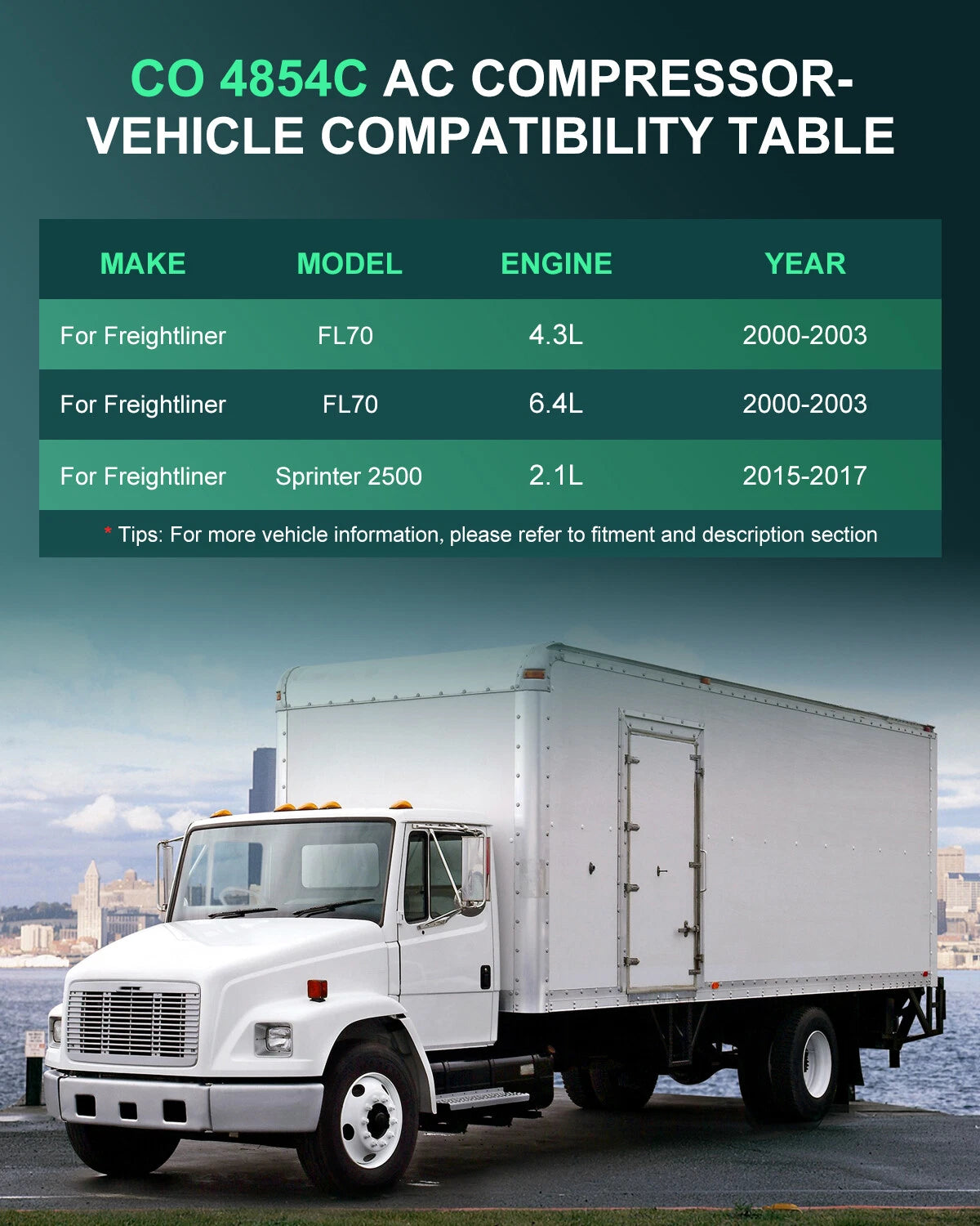 A/C Compressor with Clutch for Freightliner FL70 M2 106 Sprinter 2500 (2001–2019)
