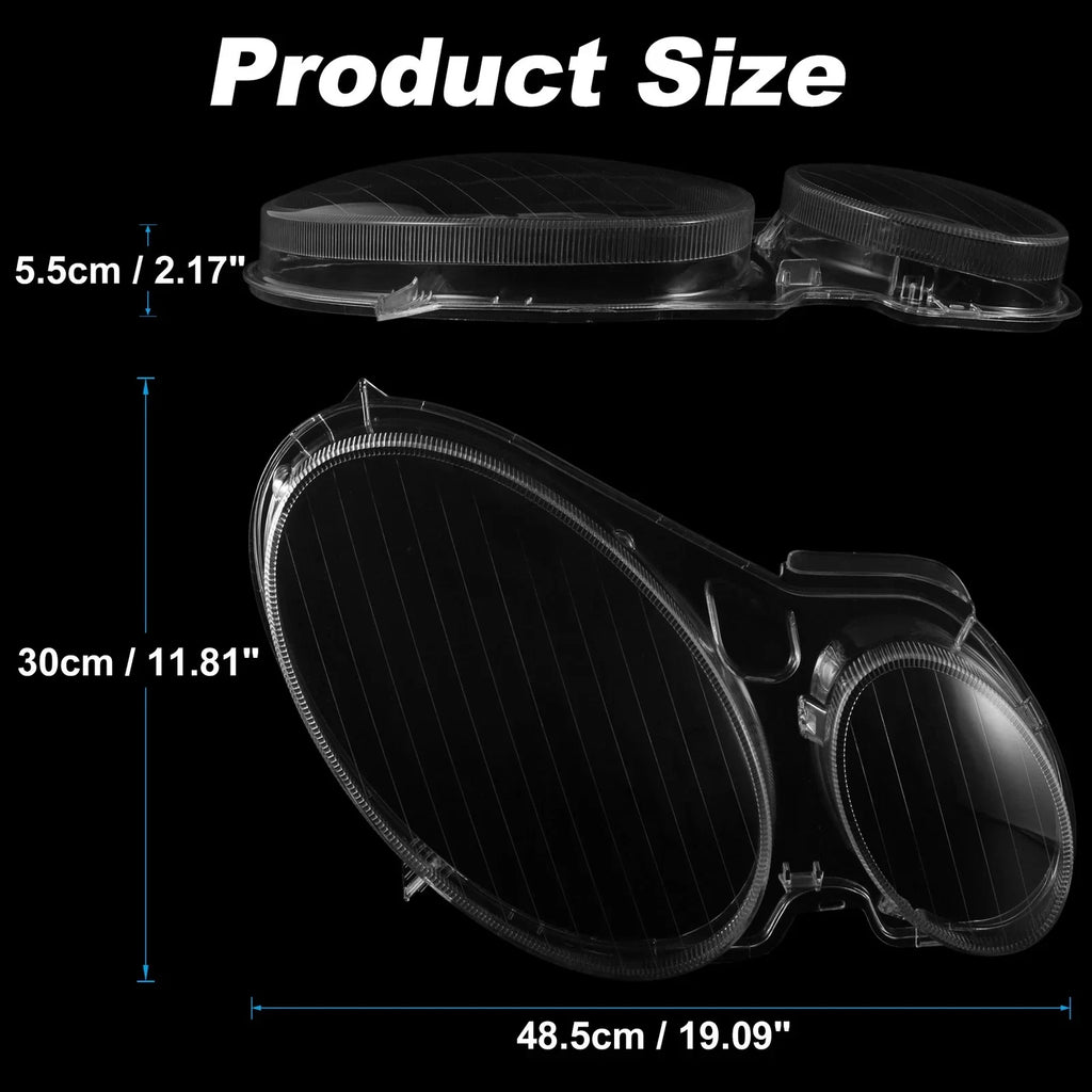 Front Headlight Lens Covers for Mercedes-Benz W211 (2002-2008)