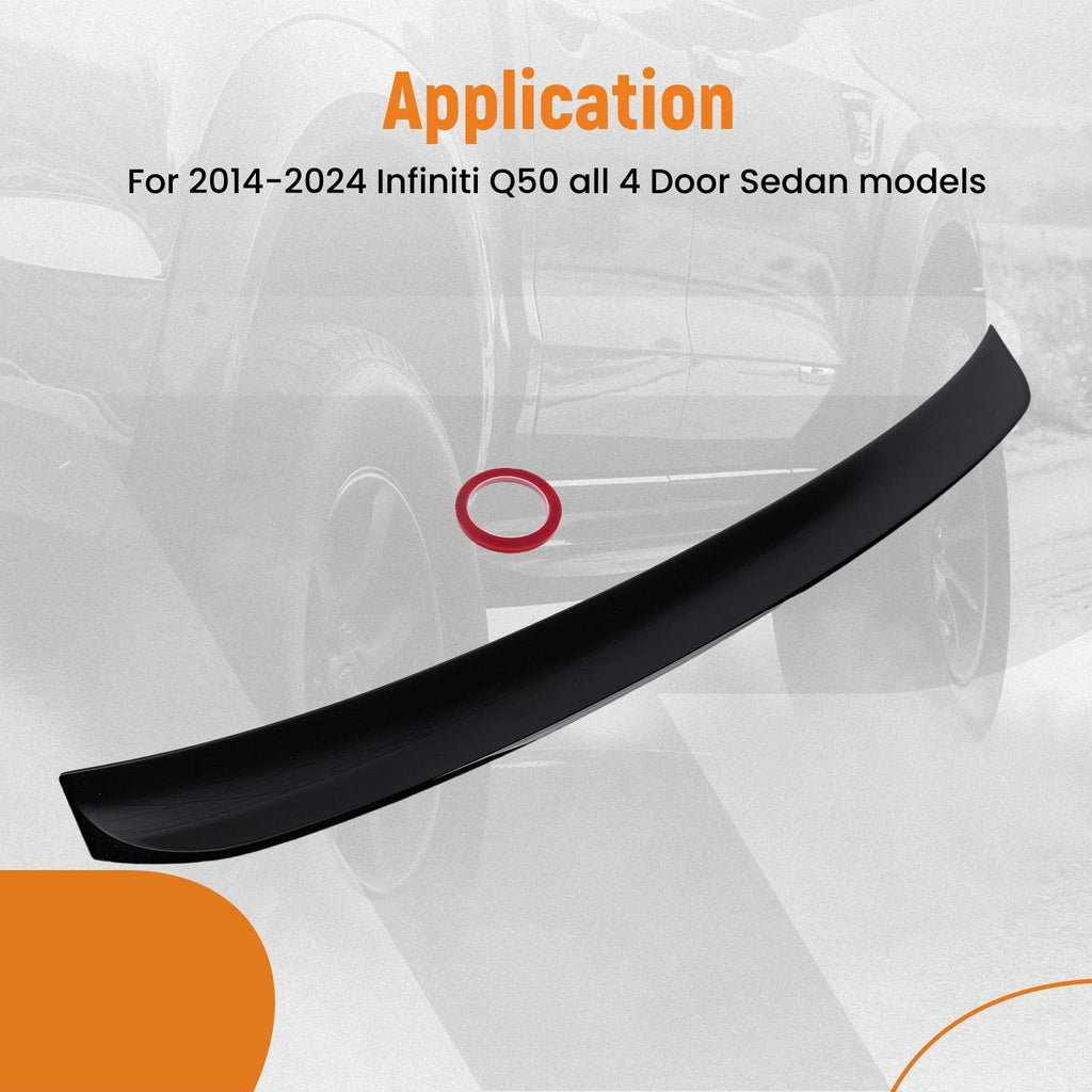 Trunk Spoiler Wing Lip for Infiniti Q50 (2014–2024) Glossy Black ABS Plastic