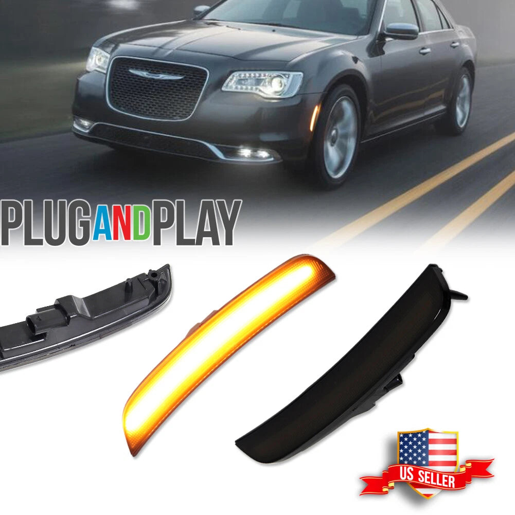 Amber LED Side Marker Light Lamps for Chrysler 300 (2015–2023)