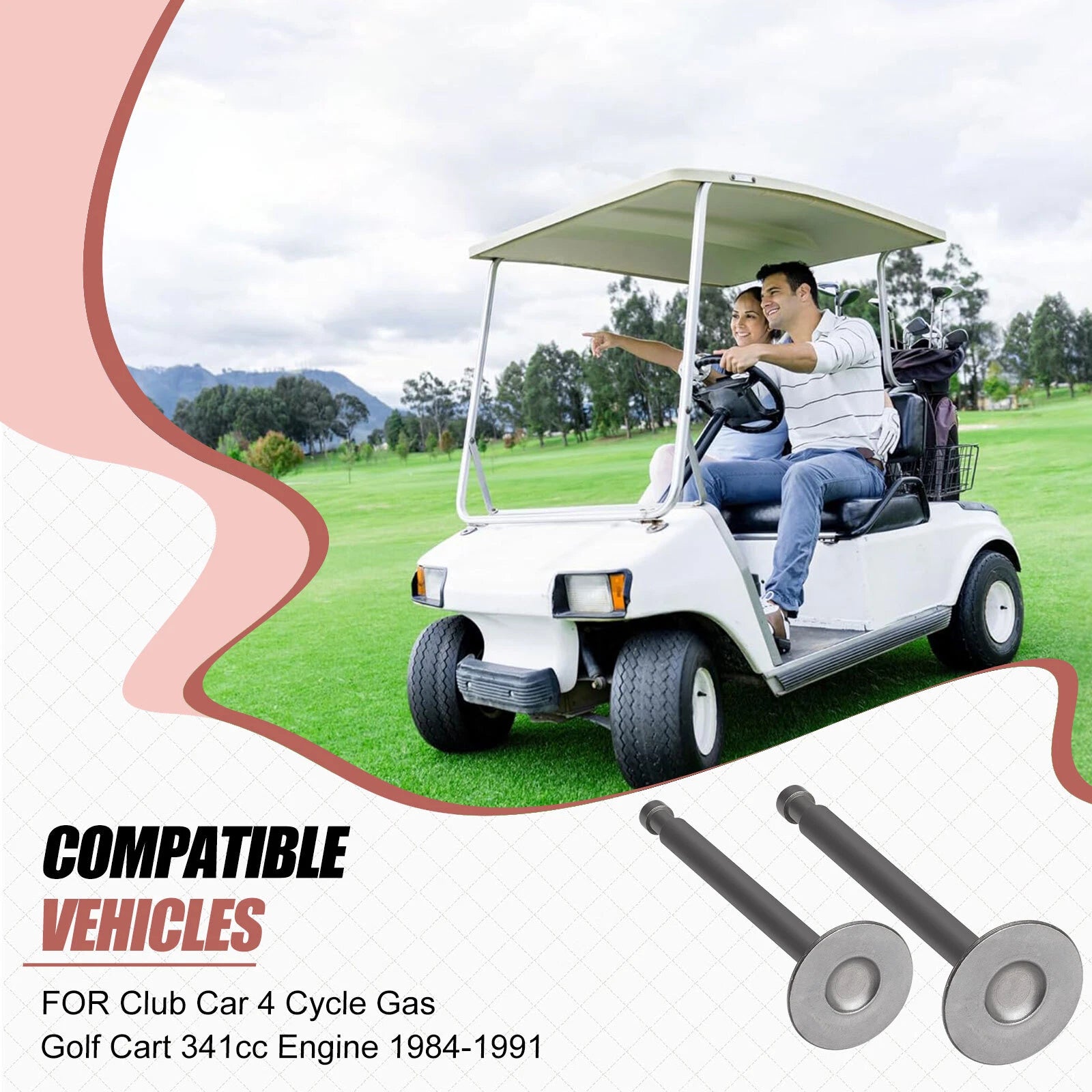 Exhaust & Intake Valve Set for Club Car Golf Cart 341cc (1984–1991)