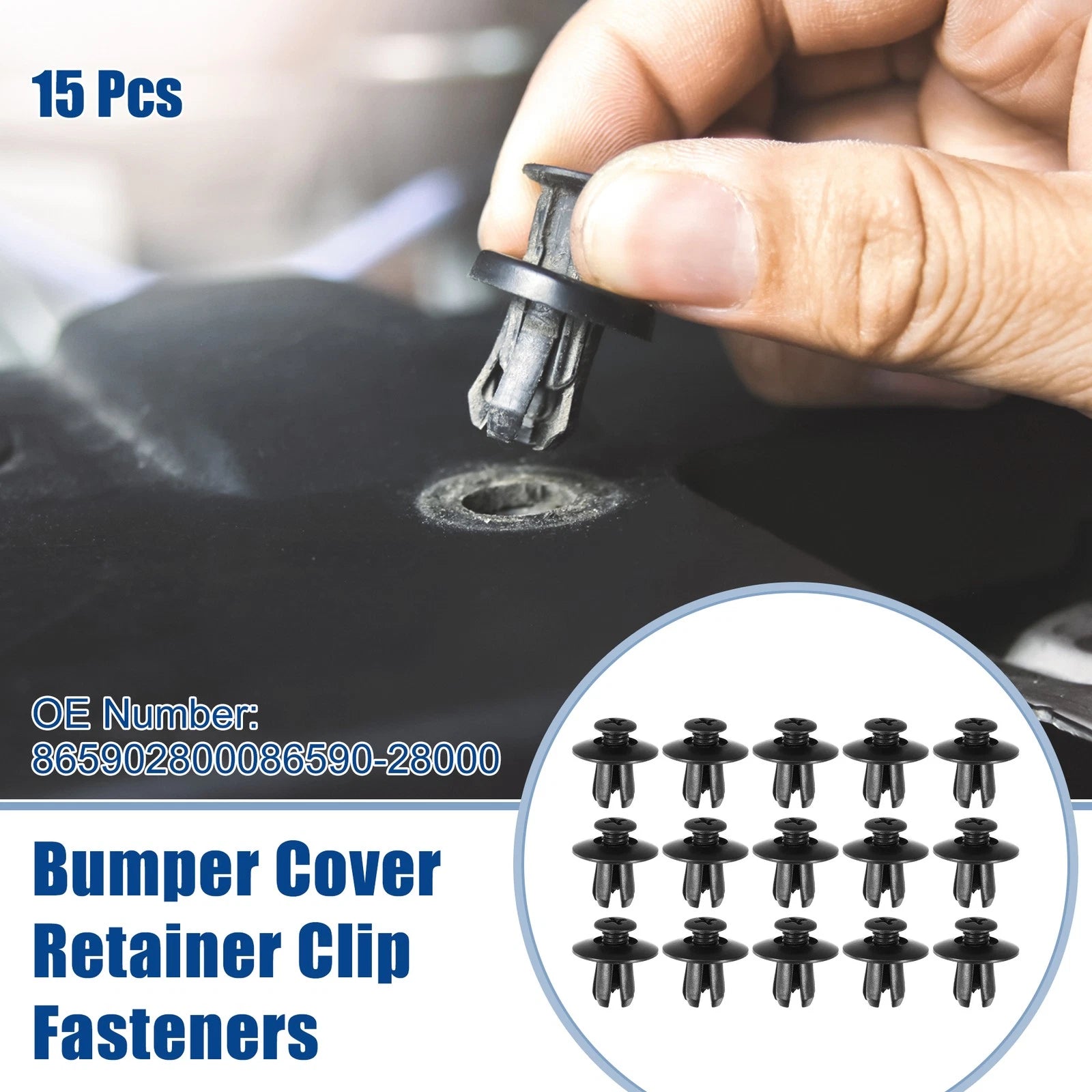 15pcs Bumper Cover Retainer Clip Fasteners for Hyundai Sonata (2011–2019) No. 8659028000