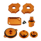 Set of 2 Axle Adjuster Blocks & Oil Filter Cover for KTM 125 200 390 Duke (2011–2015)