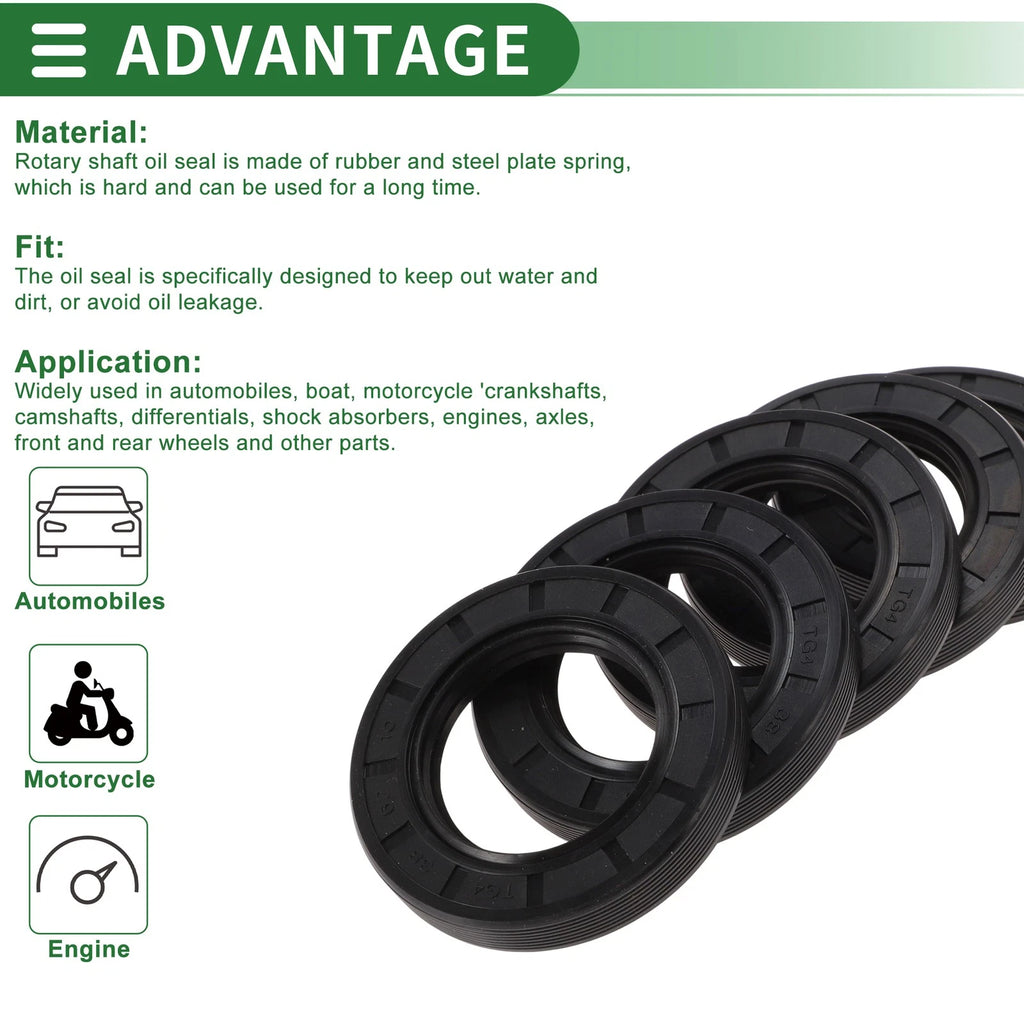 Set of 5 Oil Seals NBR Rubber 38x62x10mm for High Pressure