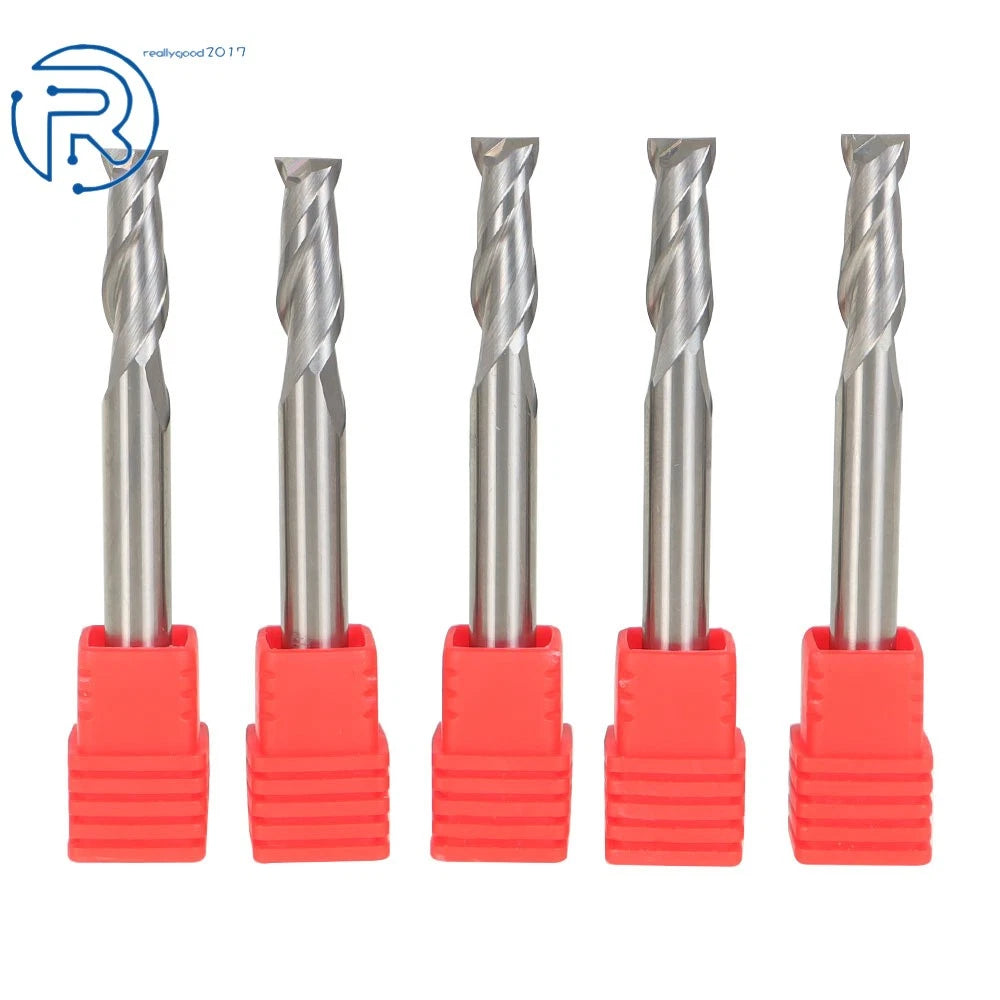 5 Pack 1/4" Carbide End Mill 2 Flute 3/4" Cut Length 2-1/2" Overall Length