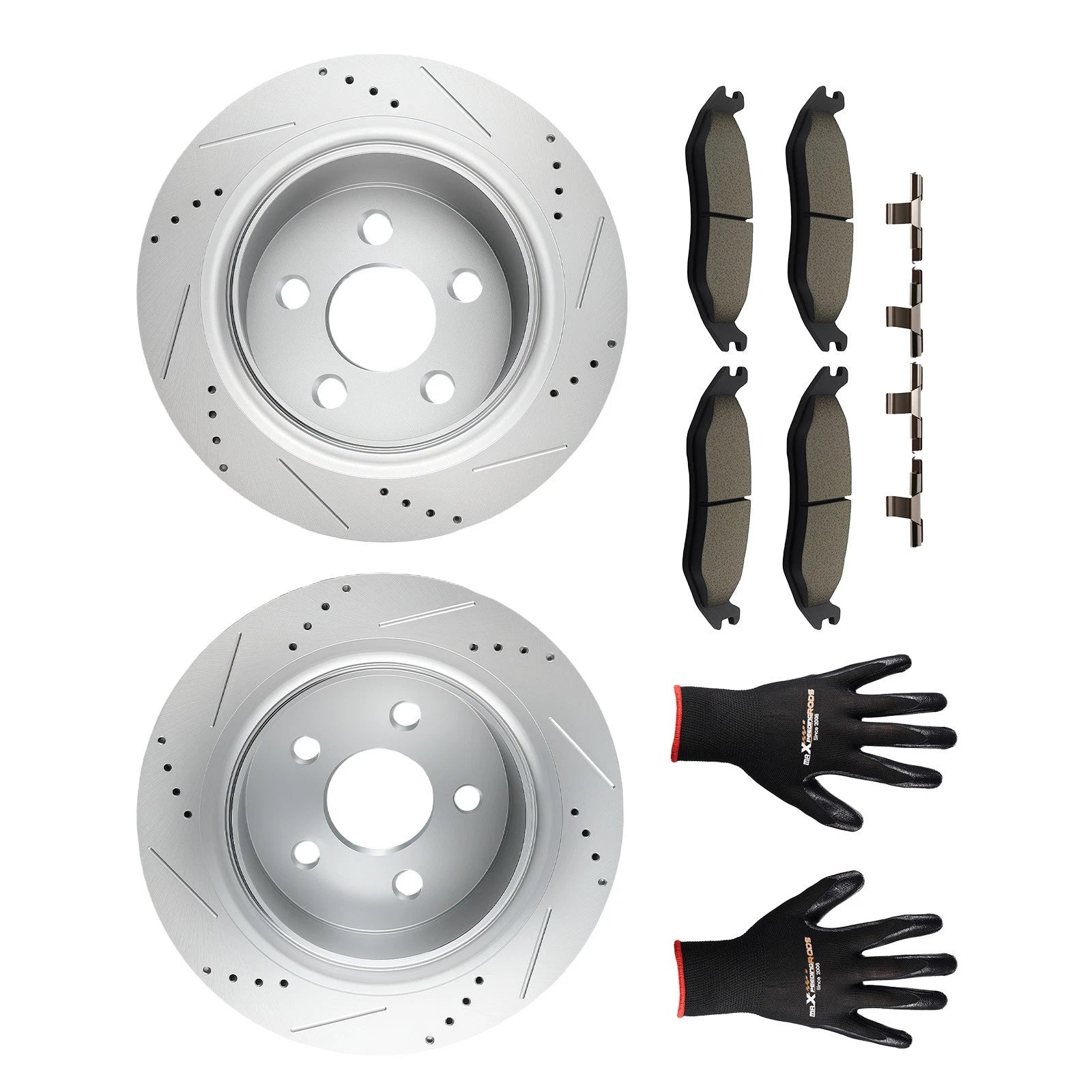 Rear Drilled Brake Rotors Kit w/pads for Dodge Durango (2004–2009) S-53006