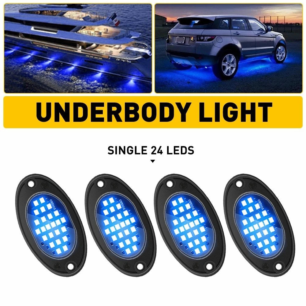 4X Blue LED Rock Underbody Light for Jeep Truck SUV (Universal Fit)