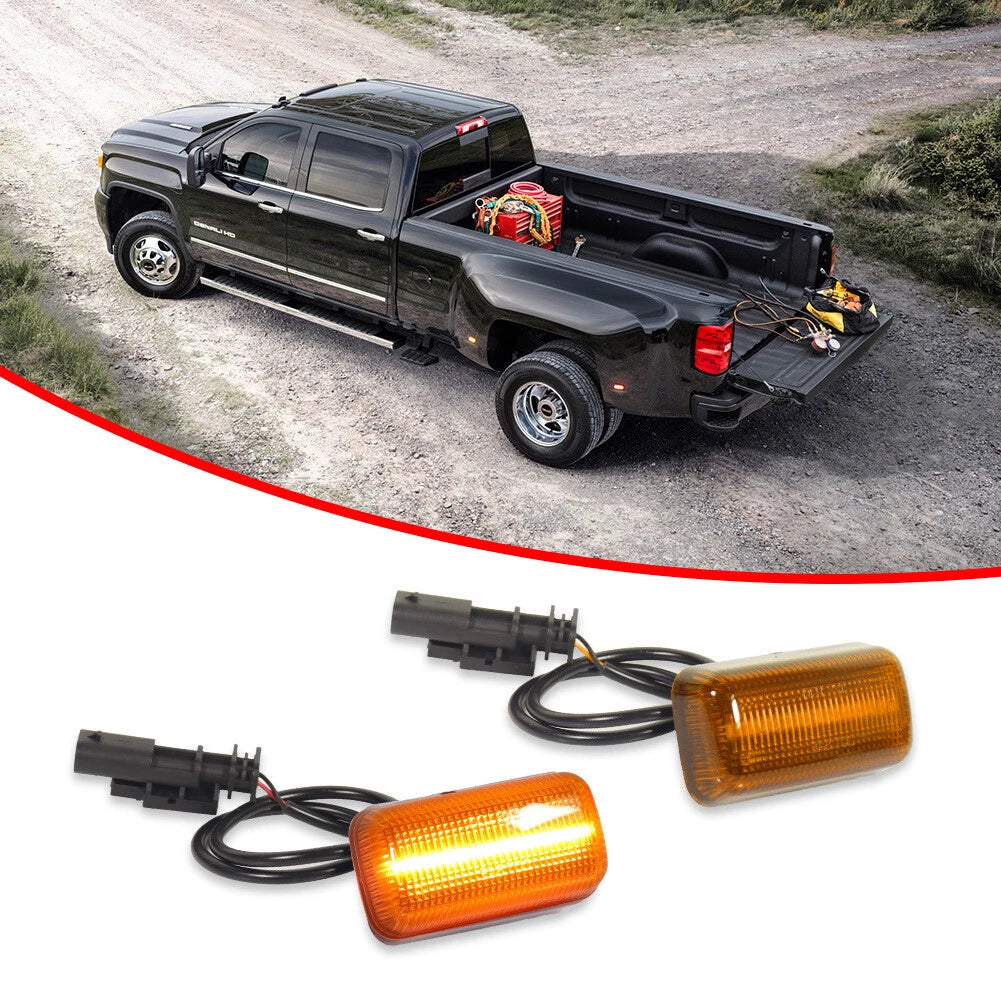 2X Amber LED Wheel Fender Side Marker Lights for Chevy GMC 2500HD 3500HD