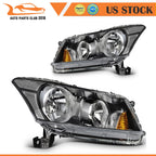 Set of 2 Black Housing Headlights Assembly for Honda Accord 2008–2012 L+R