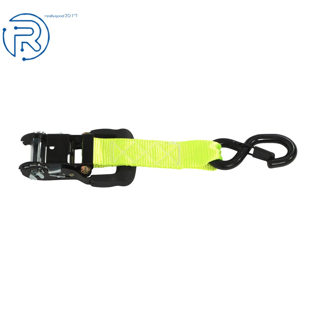 Set of 4 Heavy Duty 1.6" x 15' Ratchet Tie Down Straps with S Hook