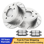 Rear Drilled Rotors and Brake Pads for Dodge Caliber, Mitsubishi Lancer, Jeep Compass