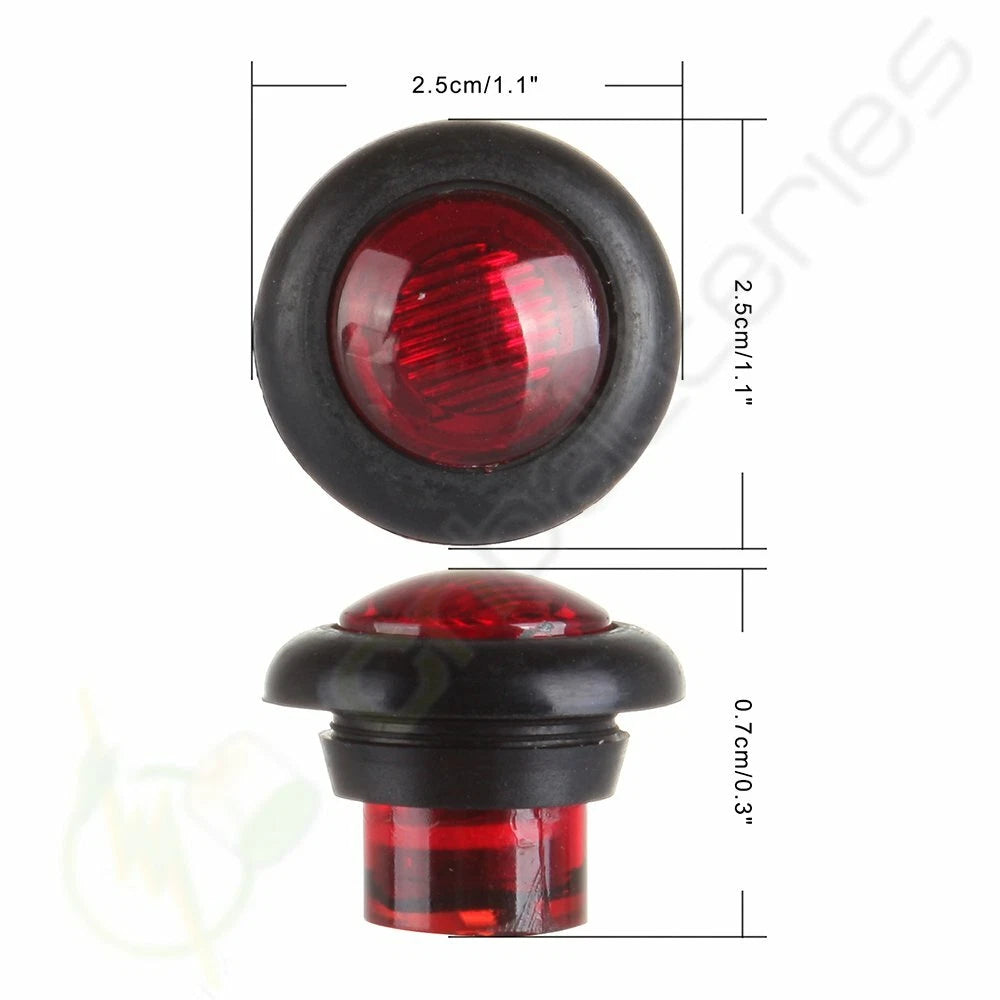 20x Round 3/4" Red LED Side Marker Indicator Light for Truck Trailer SUV