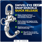 Swivel Eye Snap Shackle Quick Release Bail for Sailing Boat (2-3/4")