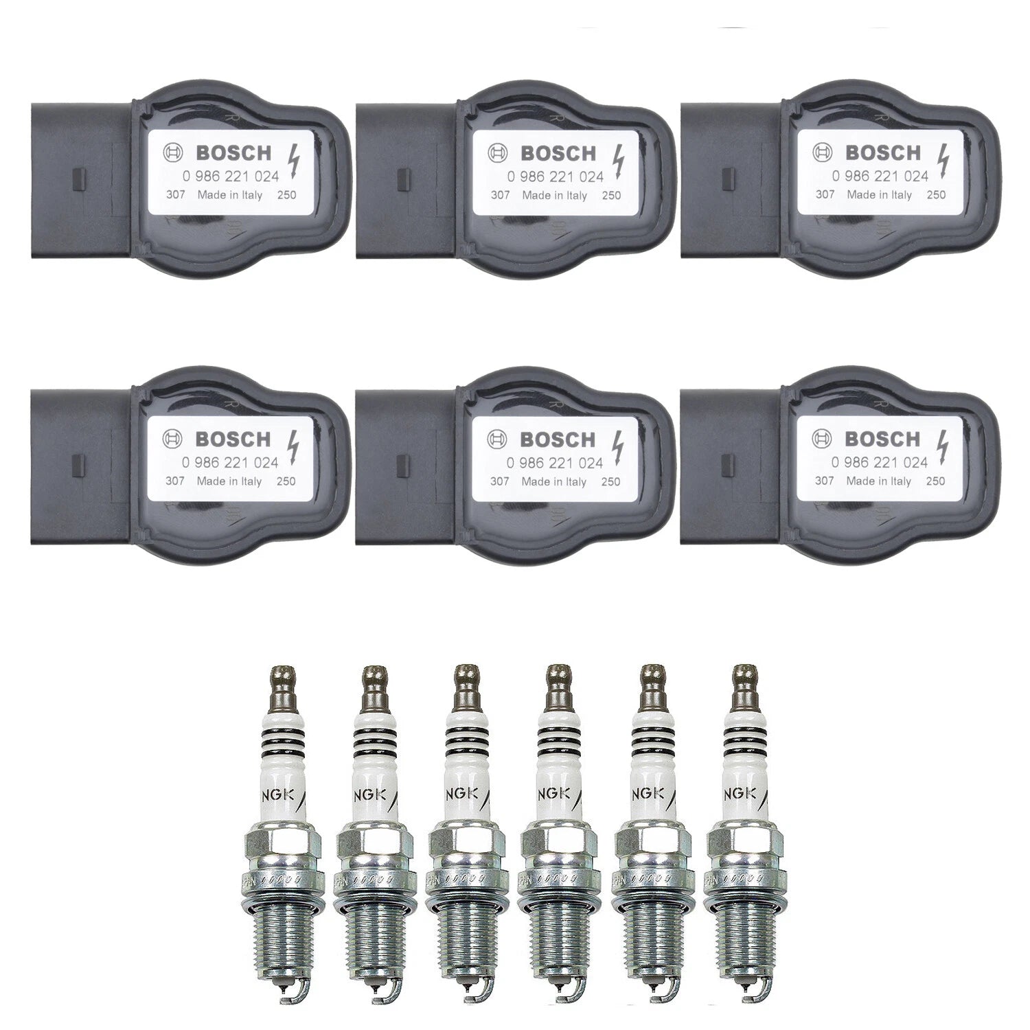 Set of 6 Ignition Coils & NGK Laser Platinum Spark Plugs for Audi S4 A6 (1995–2005)