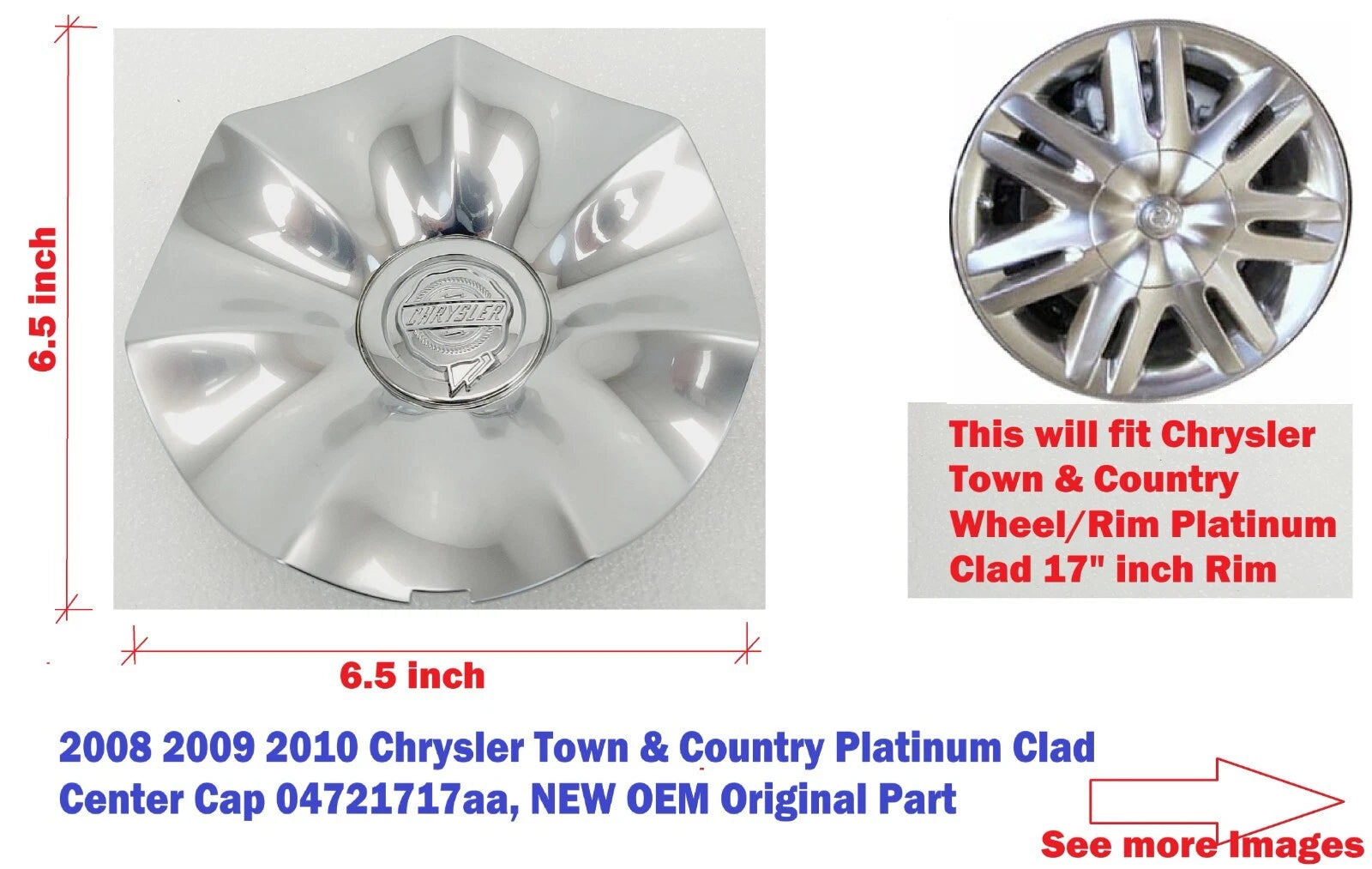 Center Cap for Chrysler Town & Country (2008–2010) 04721717AA