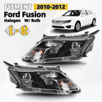 Halogen Headlight Set for Ford Fusion (2010–2012) - Left + Right Pair