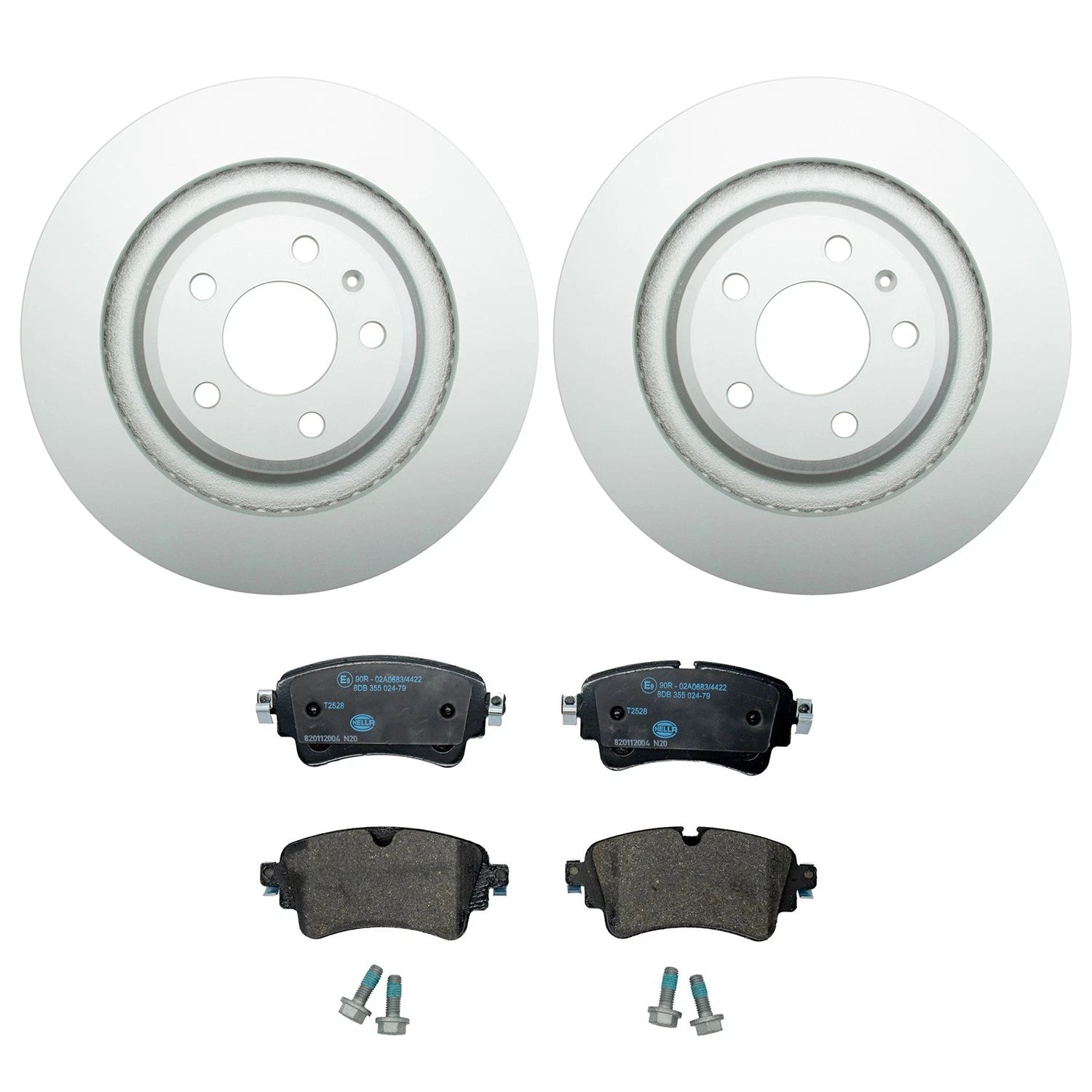 Set of 4 Hella Rear Rotors Low-Met Disc Brake Pad Kit for Audi A4 A5 A6 A7 Q5 S4 S5