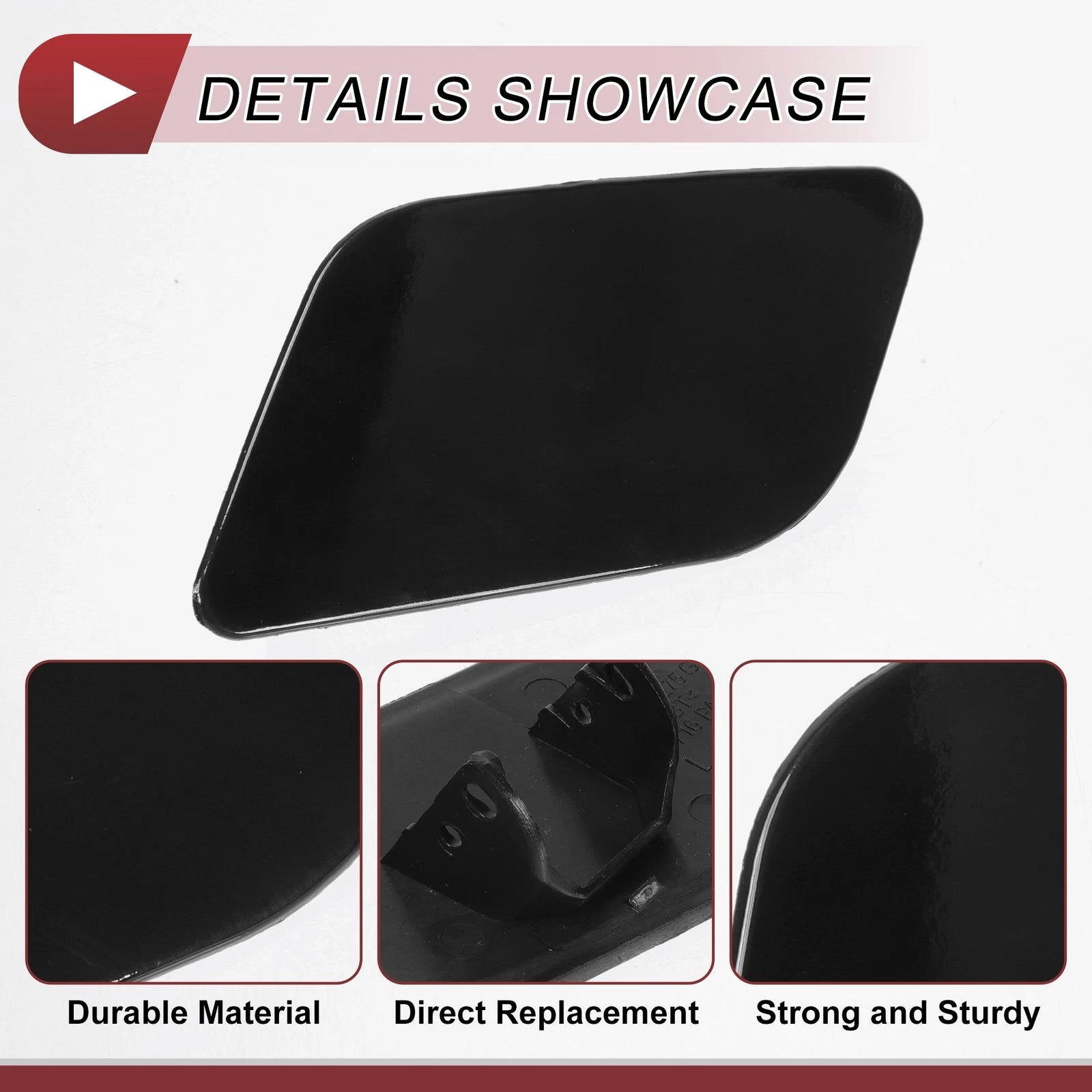 Front Left Washer Nozzle Cover Cap for Audi Q7 (2010–2015) 1 Pcs Black