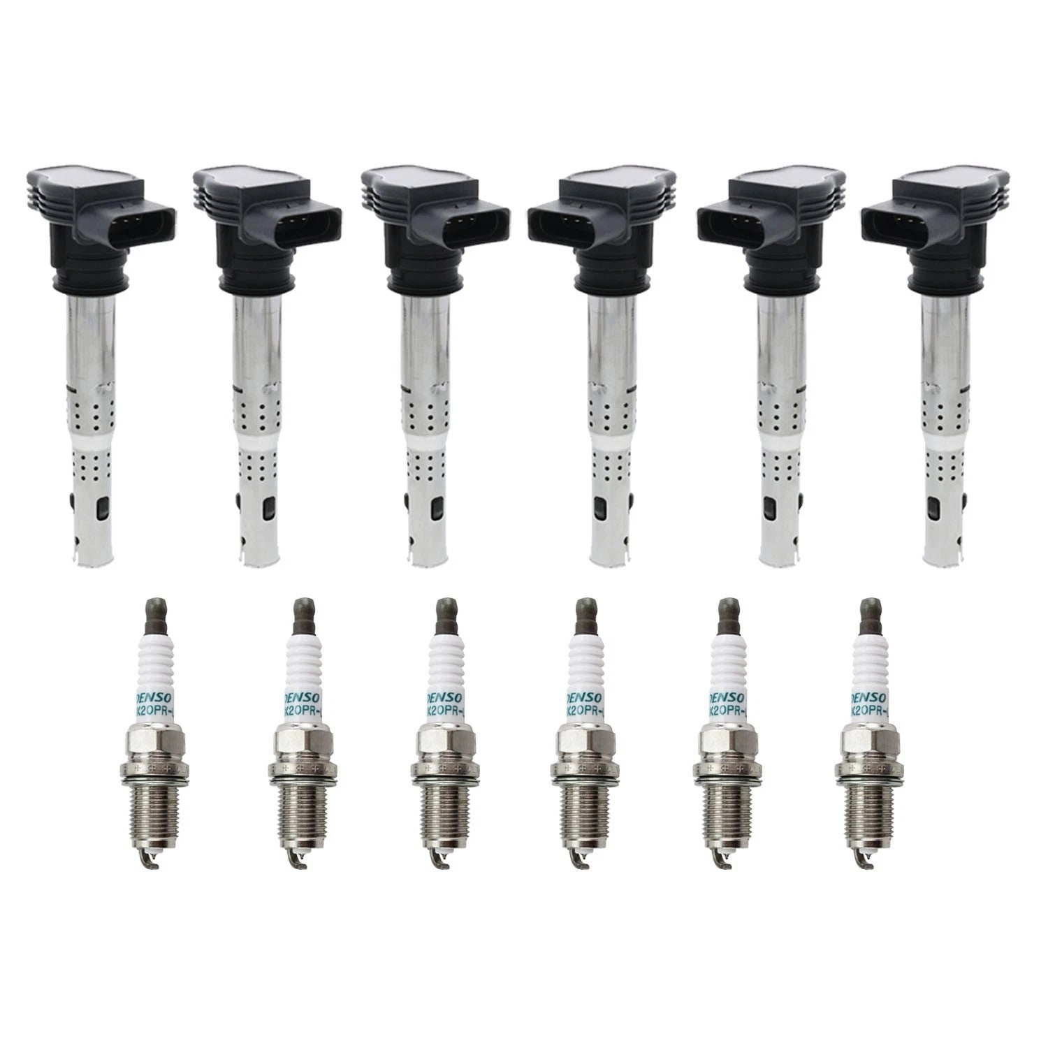 Set of 6 Ignition Coils & Denso Iridium Spark Plugs for Audi Q5 (2009)