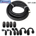 6AN Fitting Stainless Steel Nylon Braided Fuel Hose Line 16FT Kit for