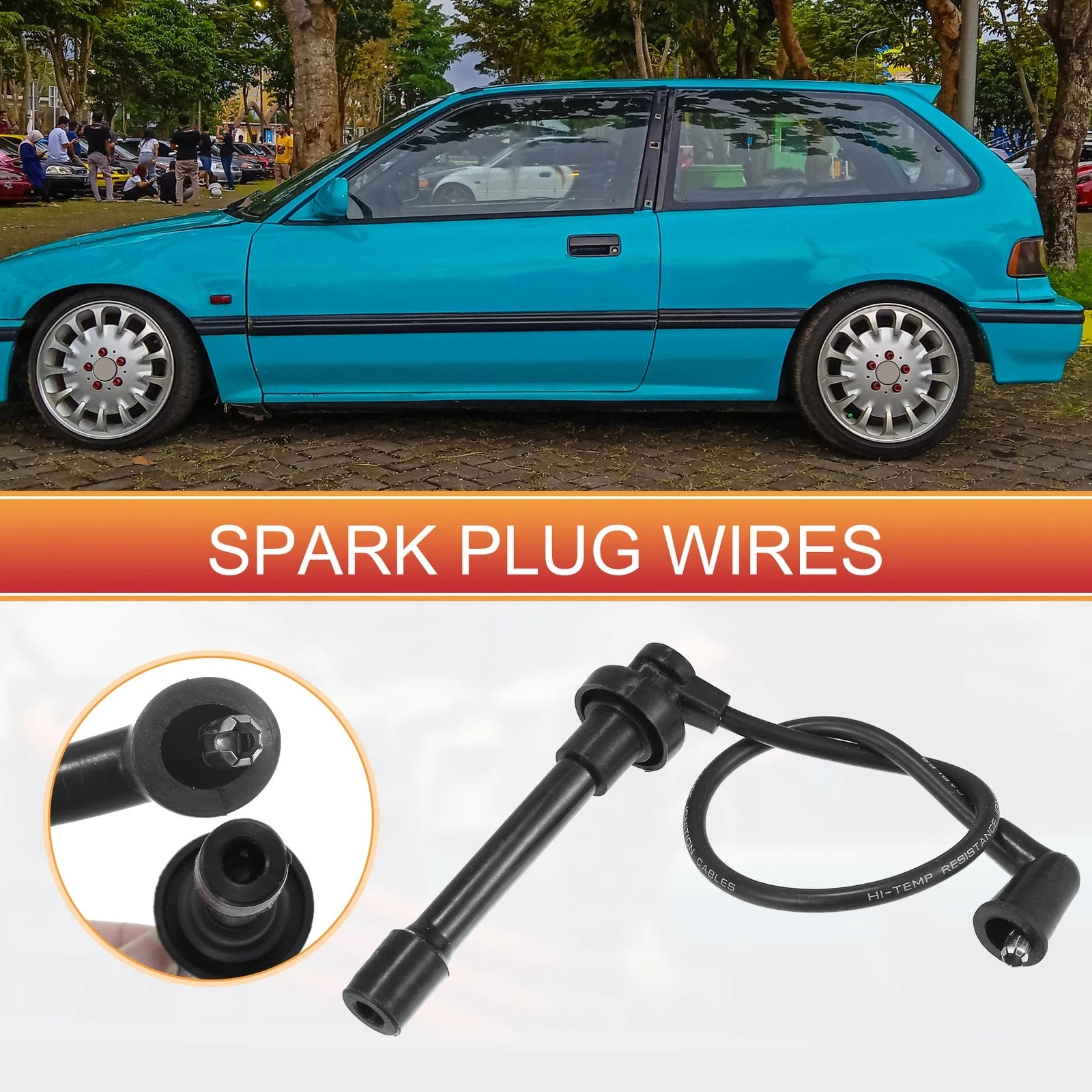 Set of 4 Spark Plug Wire Ignition Coil Cables No.32722P03000 for Honda Civic (1991–1995)