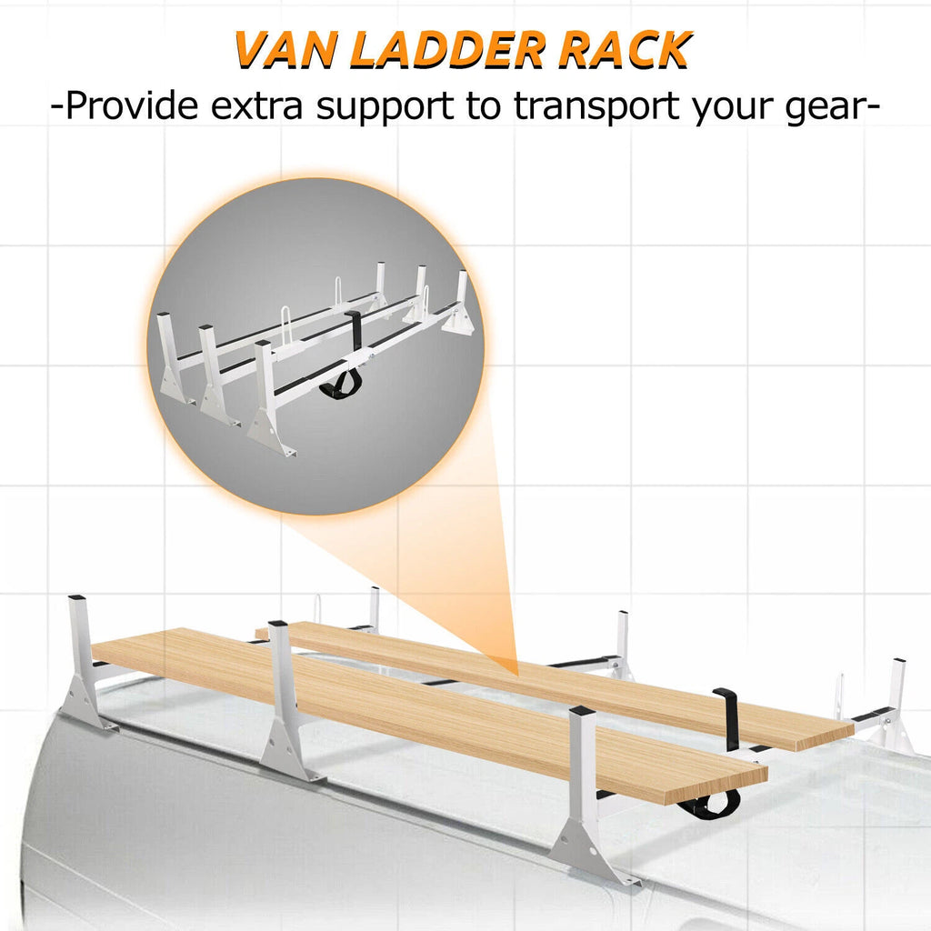 3 Bar Ladder Roof Rack for Chevy Express, Ford E-150, E-250 (1996-On)