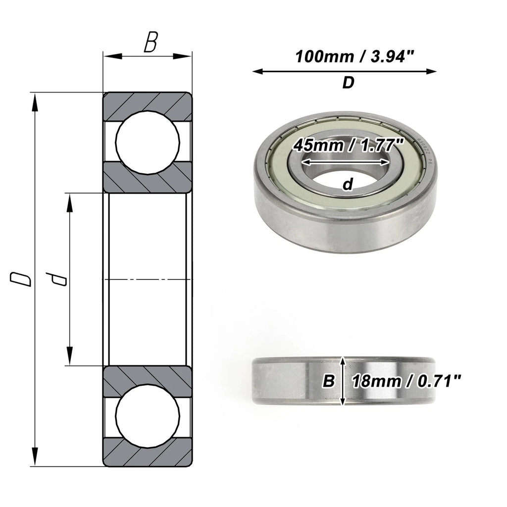 6309ZZ Deep Groove Ball Bearing for Scooter Skateboard Wheel (P6)