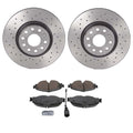 Akebono Euro Front Brake Kit for Audi VW (Xtra Drilled Disc Rotors, Ceramic Pads)