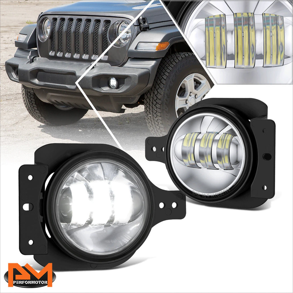 Chrome LED Projector Fog Lights for Jeep Wrangler JL Gladiator (2018–2026)