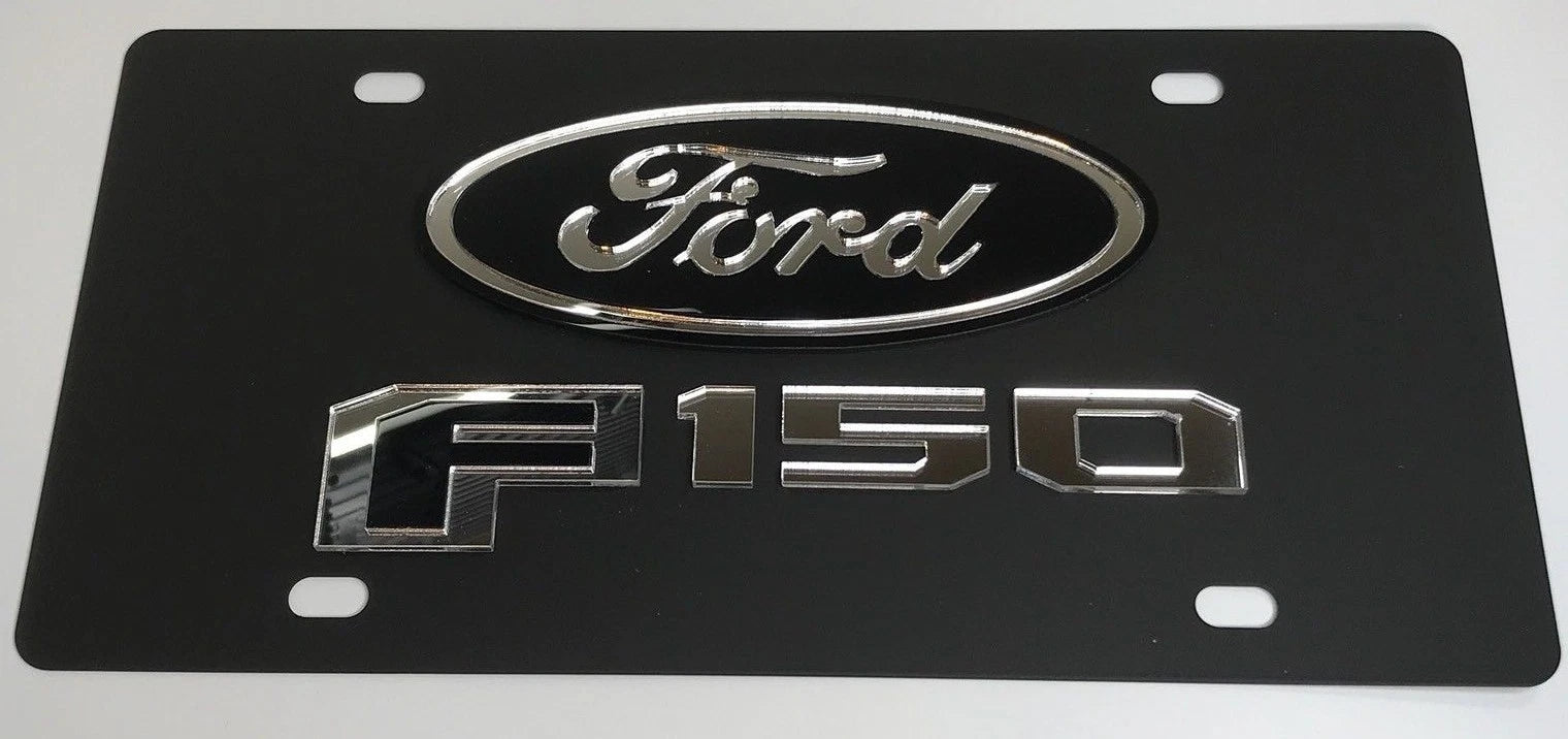 Matte Black Vanity License Plate with Emblem for Ford F150 (2004–2020)