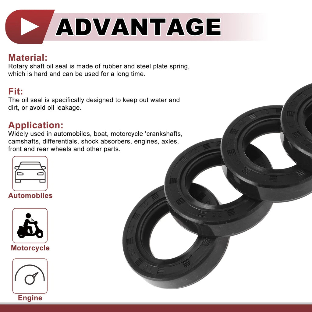 Set of 5 Rotary Shaft Oil Seals for Various Models (25x42x10mm)