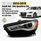 HID Headlight for Audi A6 (2016–2018) Left LH w/Auto Level, No Bulb/Ballast