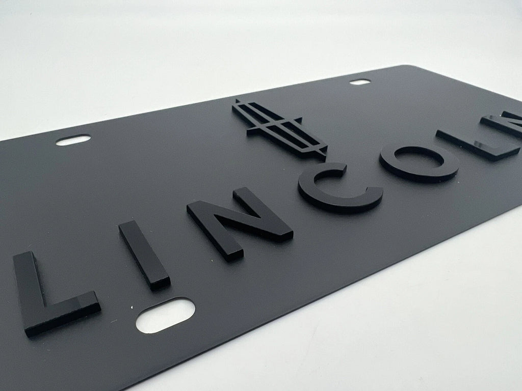 License Plate Frame Black Metal with 3D Lincoln Script Logo for Lincoln (1961–2020)
