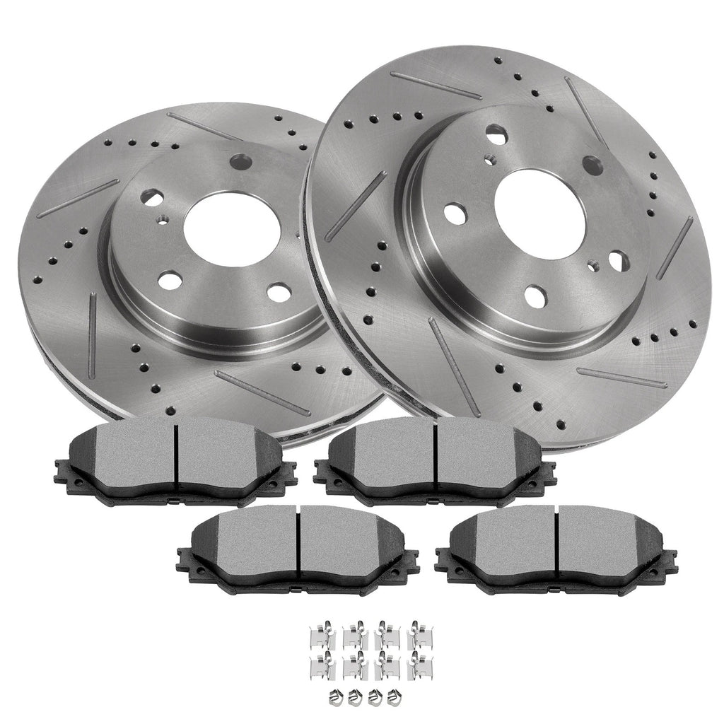 Front Brake Drilled Rotors and Pads for Toyota RAV4 (2006–2012), Scion xB (2008–2015)