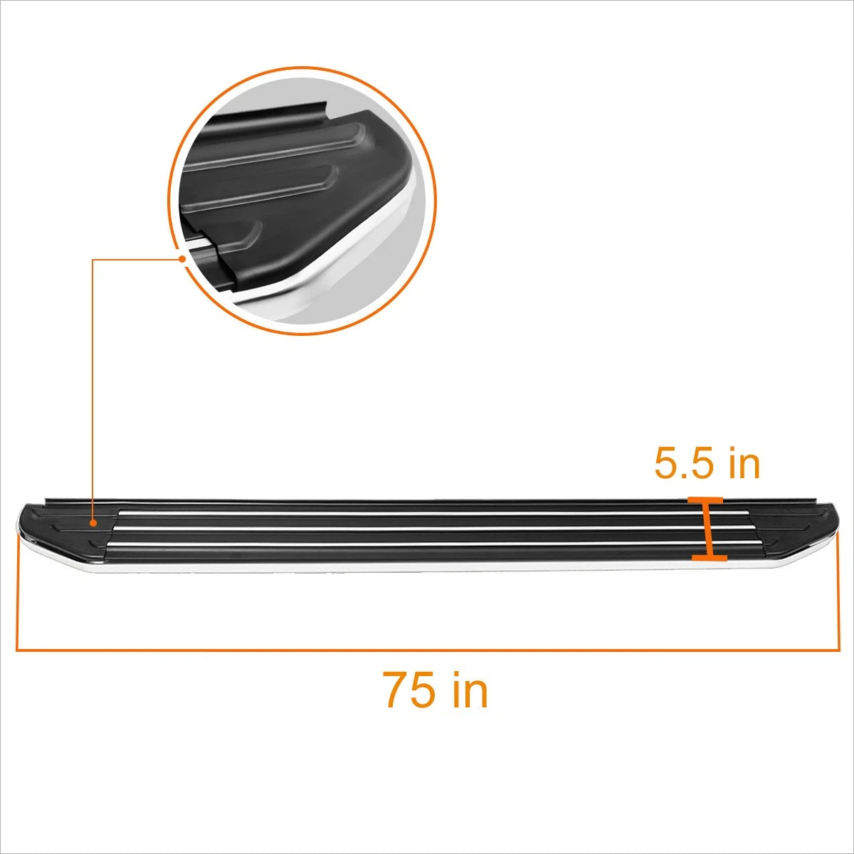 Aluminum Side Step Nerf Bar for VW Atlas (2018–2019) 5.5" Black Running Boards
