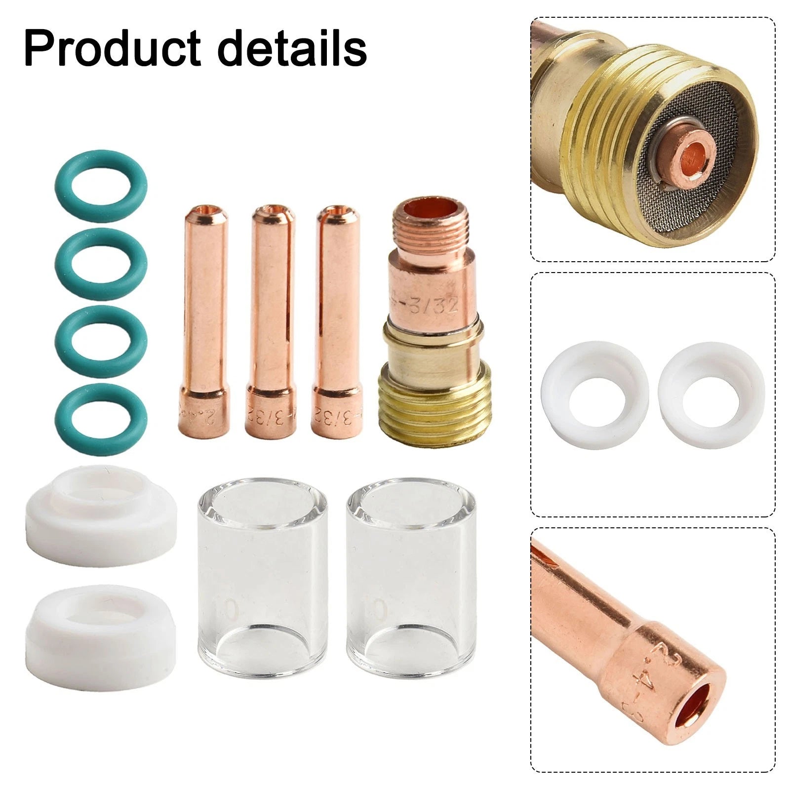 Tig Welding Torch Gas Lens Glass Cup Kit 12Pcs for Wp 17/18/26