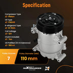 A/C Compressor and Clutch for Honda Civic 2.0L (2016–2021)