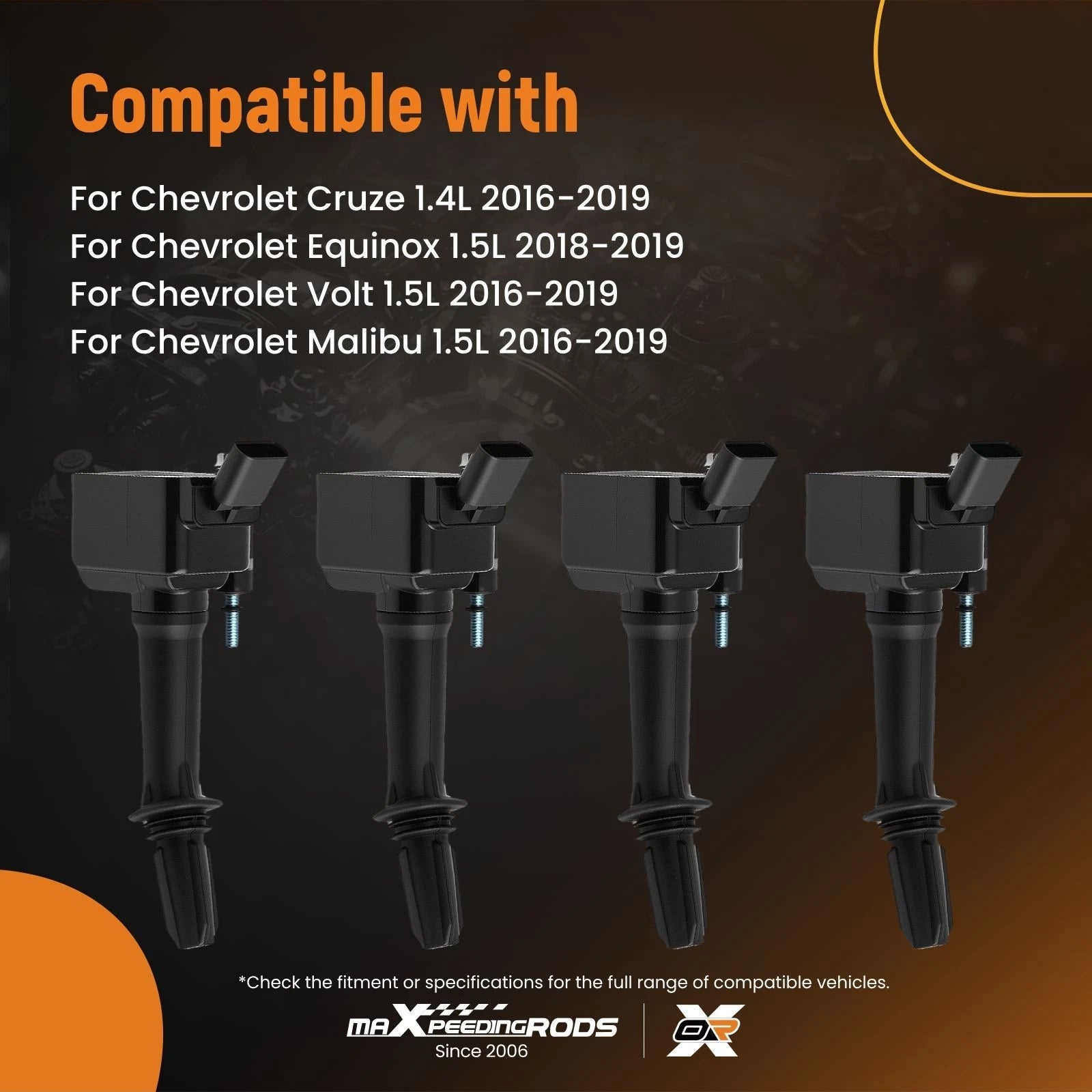 4X Ignition Coil Pack for Chevrolet Cruze Equinox Volt Malibu (2016–2019) GN180797