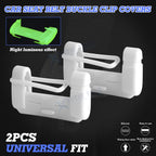 2X White Soft Silicone Luminous Seat Belt Buckle Cover for Universal (—)