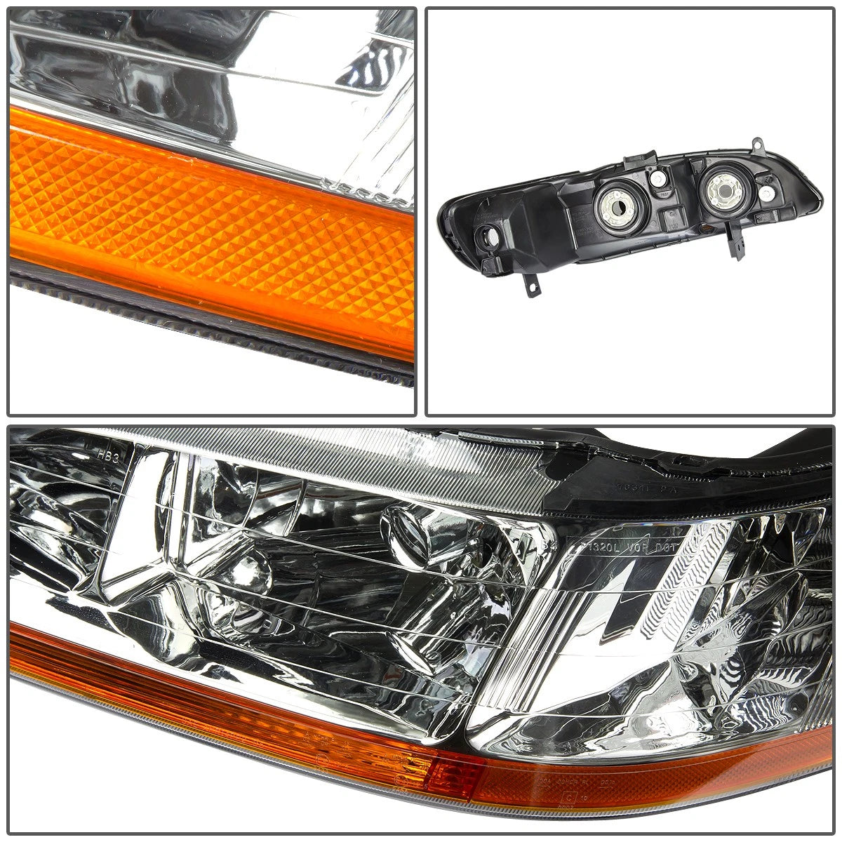 Chrome Housing Headlight + Amber Corner + Smoked LED Fog Light Kit for Honda Accord (1998–2002)