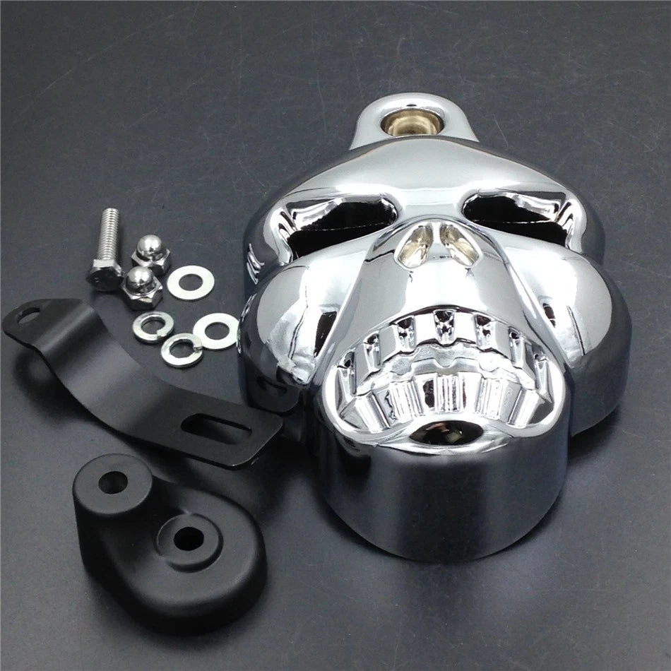 Chrome Skull Horn Cover for Harley Davidson Cowbell Horns (1992–2020)