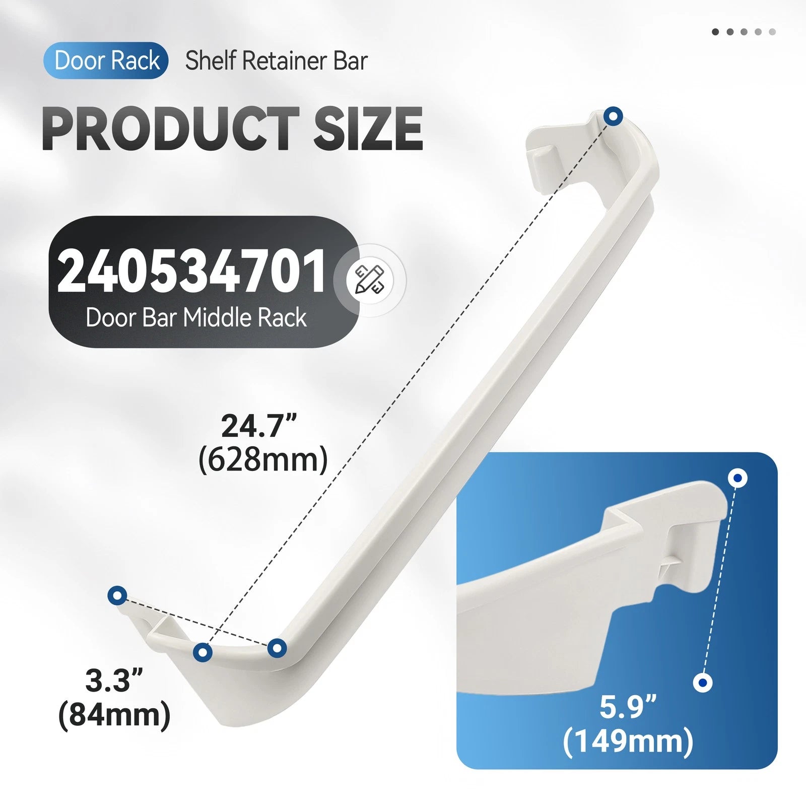 3PC Door Rack Shelf Retainer Bar for Frigidaire Refrigerator (240534701, 240534901)