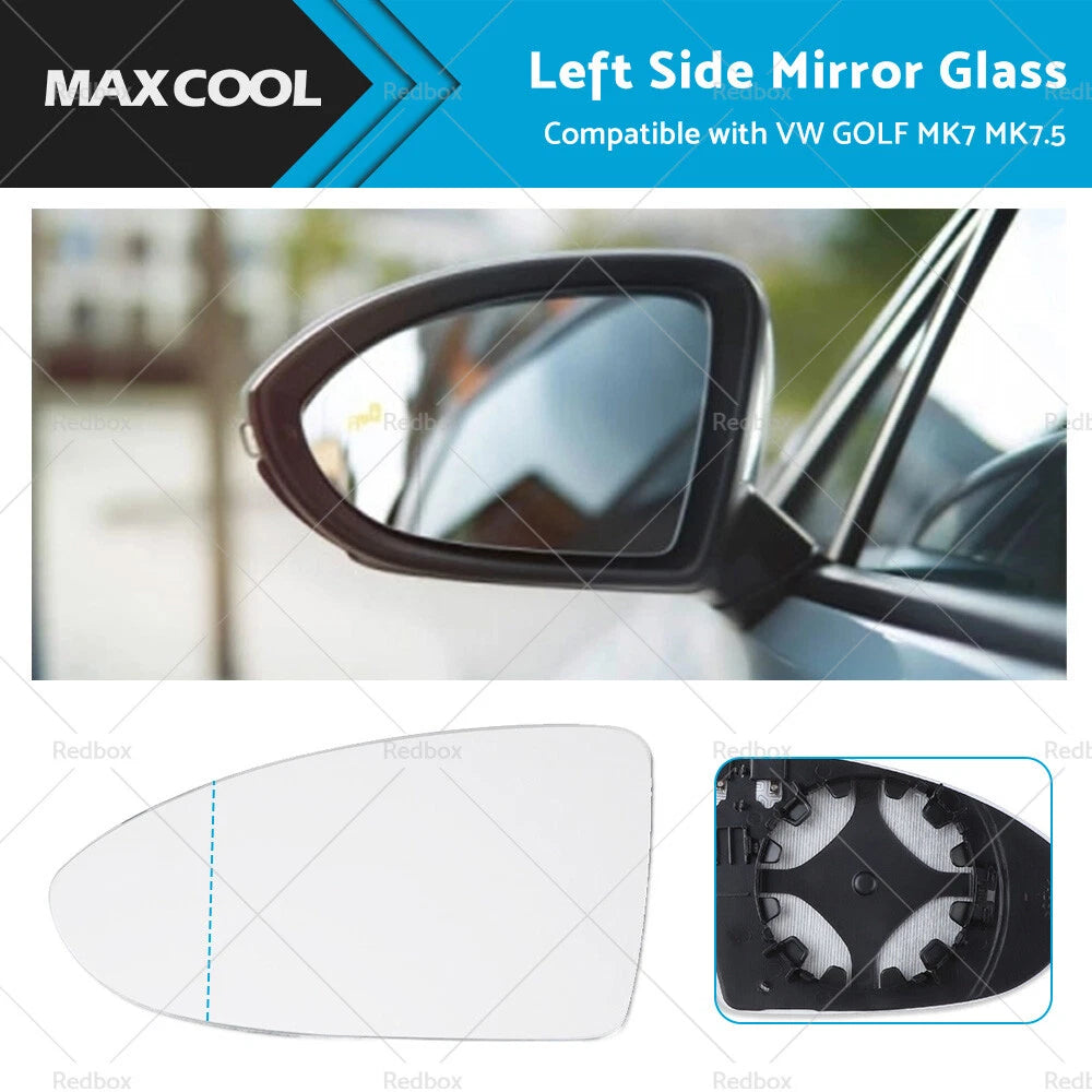 Left Mirror Glass Convex with Heated Plate for VW Golf MK7 MK7.5 (2013–2018)