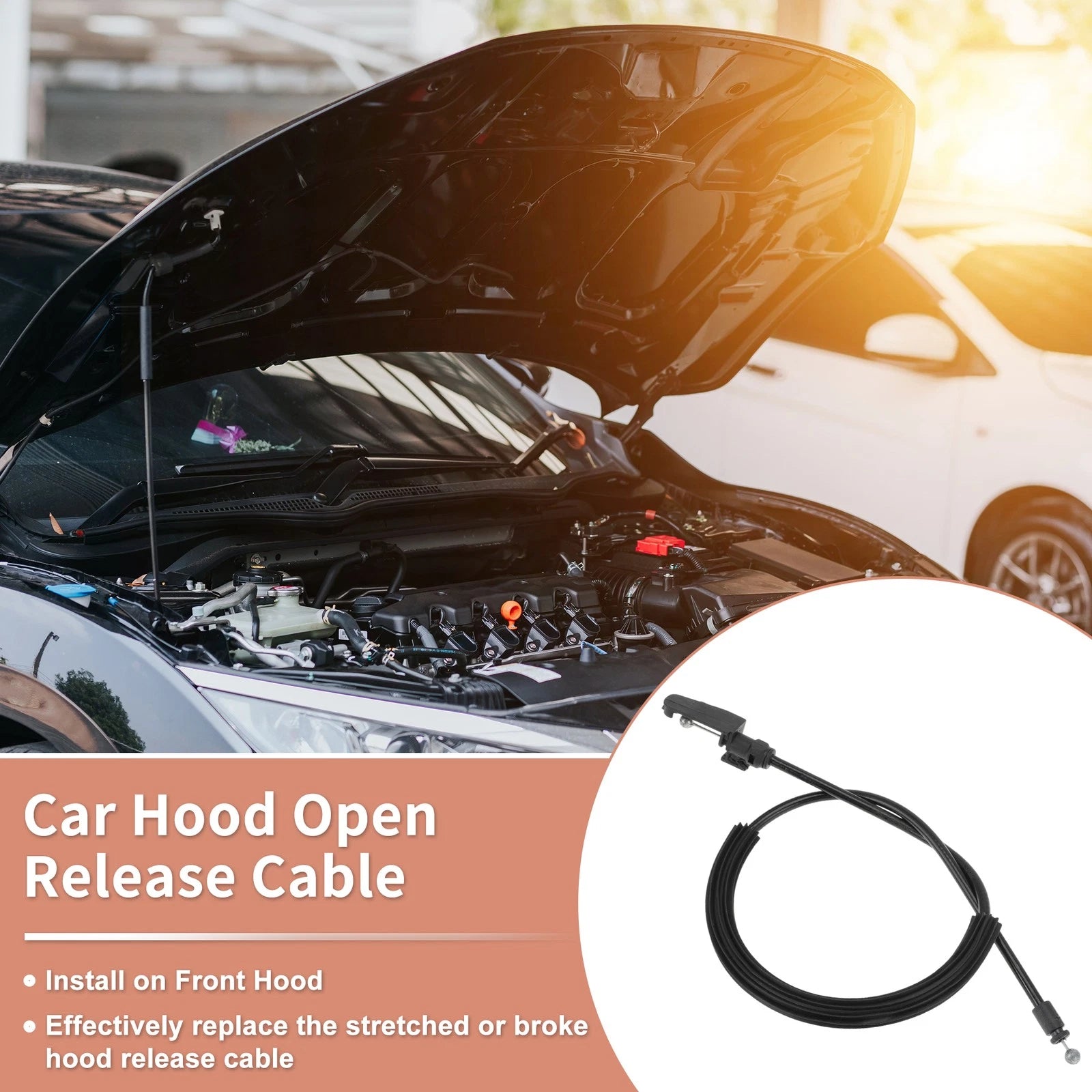Front Hood Latch Release Cable for Volkswagen Jetta Sedan (2011–2017) No. 5C7823531
