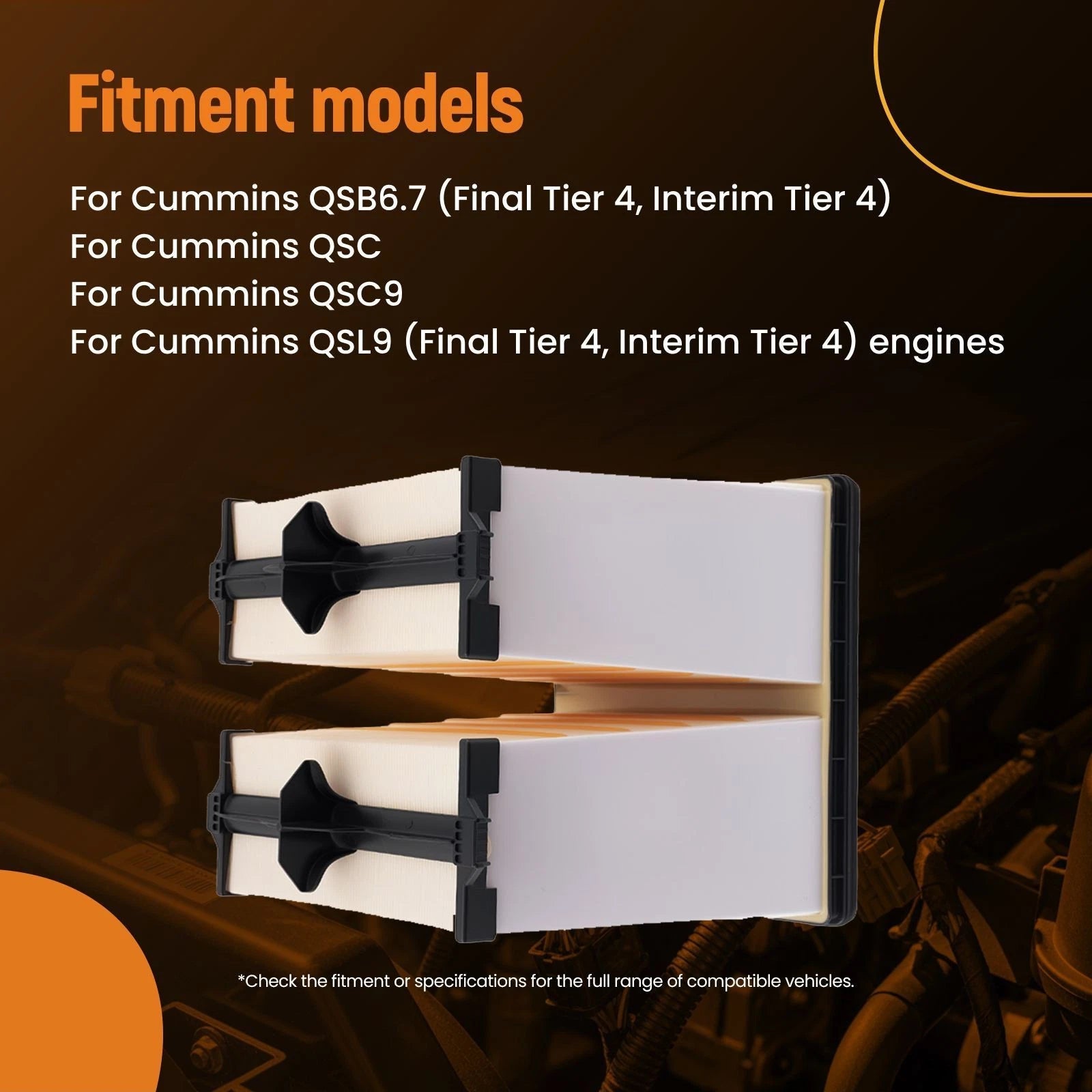 Air Filter Set for Cummins QSL9 Tier 4 (2014–2018)