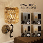 Wall Sconce with Rattan Shade for Farmhouse Style Lighting